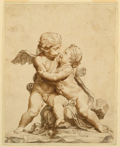 Two Cupids Kissing by Tommaso Todeschini